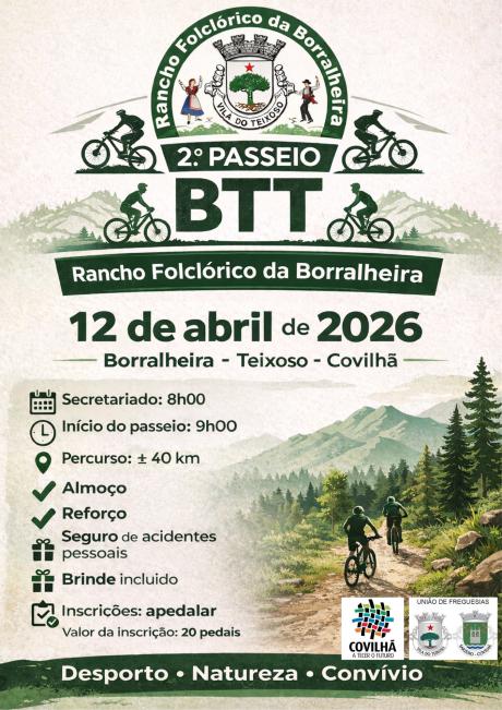 Cartaz do evento 2º PASSEIO BTT RANCHO FOLCLÓRICO DA BORRALHEIRA