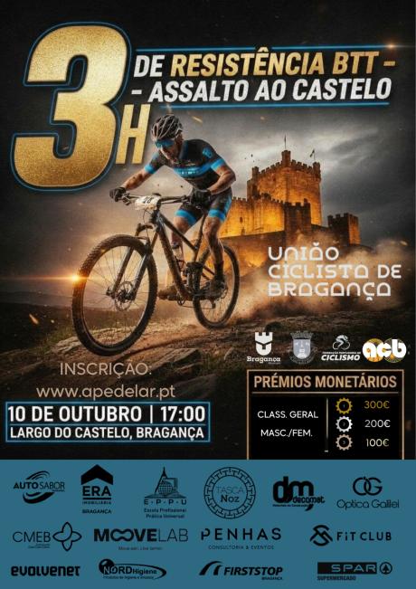 Cartaz do evento 3H Resistência BTT - Assalto ao Castelo Bragança